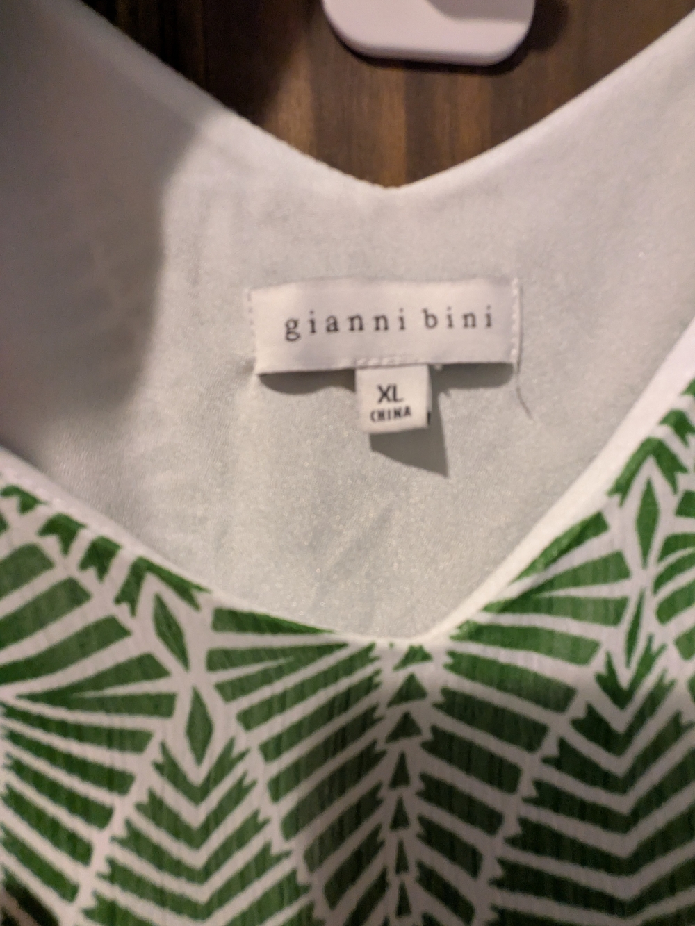 Gianni Bini Green and White Printed Tunic Top